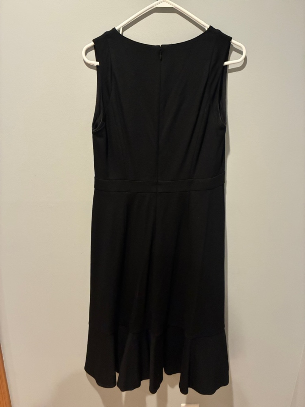 Talbots Black Sleeveless V-Neck Midi Dress with Ruffle Hem - Picture 5 of 8